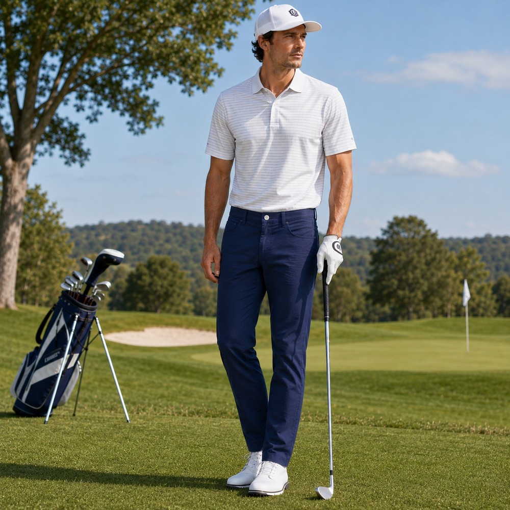 Peter Millar Mens Performance 5 Pocket Pants 34x30 Blue Straight Leg Golf